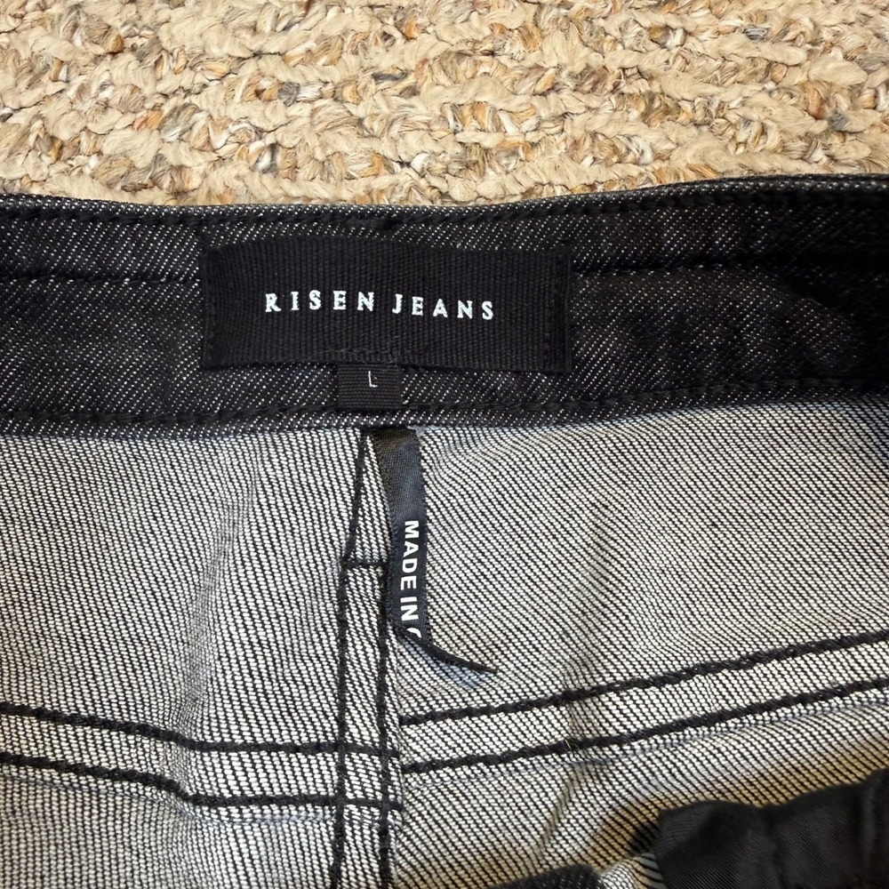 NWT Risen Jeans Womens High Rise Distressed Denim Shorts Black Summer Size L - Picture 4 of 9
